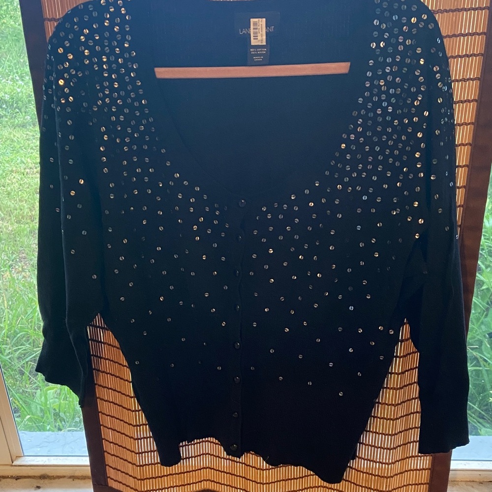 Lane Bryant Black Cardigan with Silver Accents